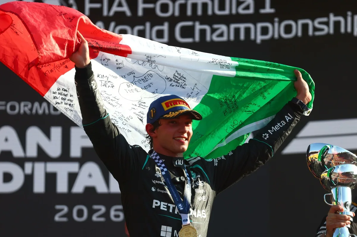 Kimi Antonelli brinda victoria italiana en Monza tras drama de Leclerc